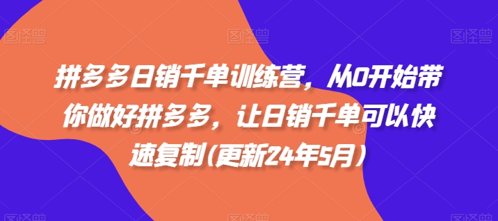 拼多多日销千单训练营，从0开始带你做好拼多多，让日销千单可以快速复制(更新25年8月)-星云网创