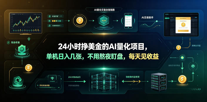 24小时挣美金的AI量化项目，单机日入几十美刀，不用熬夜盯盘，每天见收益【揭秘】-星云网创