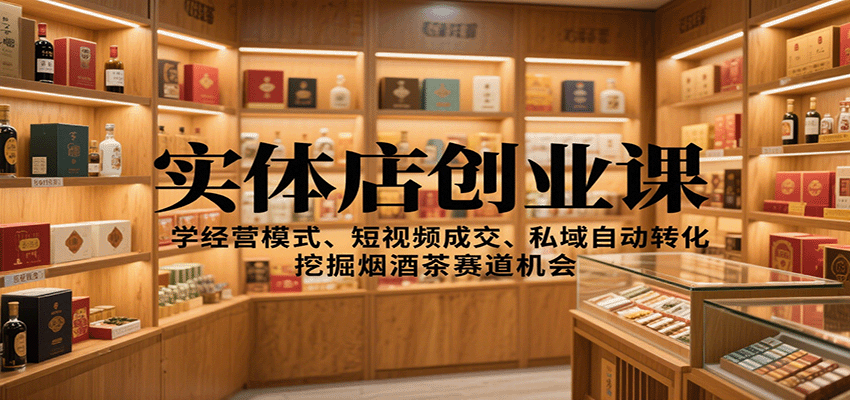 实体店创业课：学经营模式、短视频成交、私域自动转化，挖掘烟酒茶赛道机会-柚子轻创