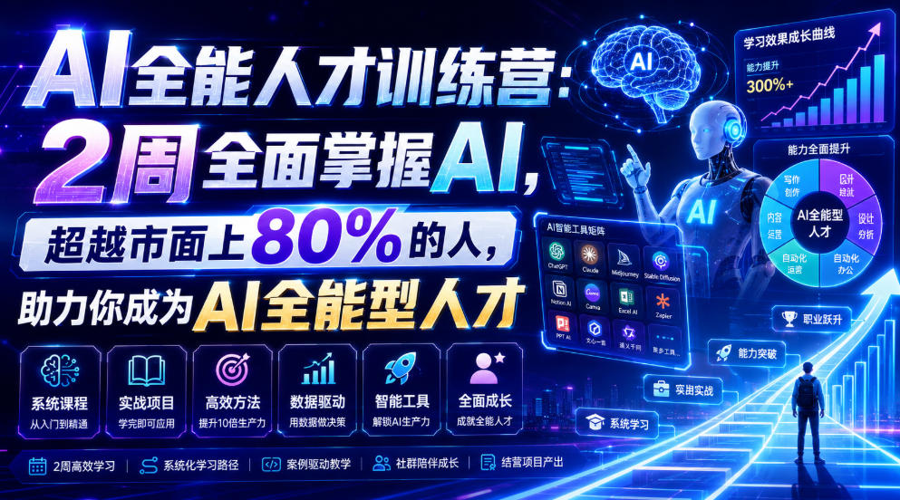 AI全能人才训练营：2周全面掌握AI，超越市面上80%的人，助力你成为AI全能型人才-星云网创