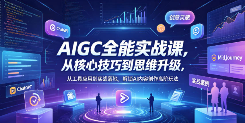 AIGC全能实战课，从核心技巧到思维升级，从工具应用到实战落地，解锁AI内容创作高阶玩法-星云网创