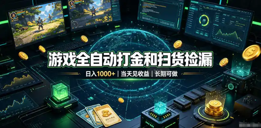 游戏全自动打金和扫货捡漏，日入1k+，当天见收益，长期可做！【揭秘】-星云网创