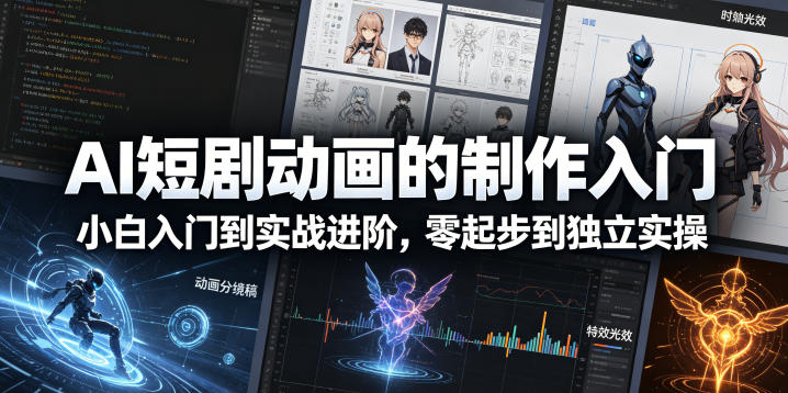 AI短剧动画的制作入门，小白入门到实战进阶，零起步到独立实操-星云网创
