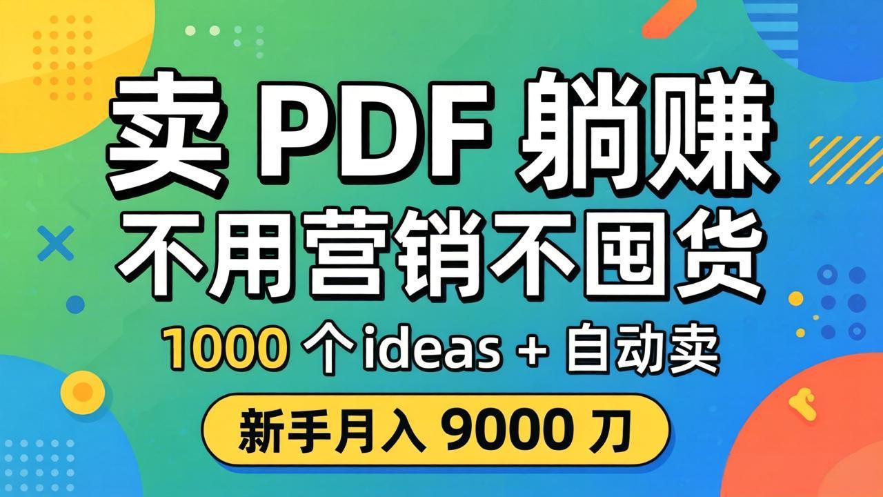卖 PDF 躺赚？不用营销不囤货，1000 个 ideas + 自动卖，新手月入 9000 刀【原创双语字幕】-星云网创