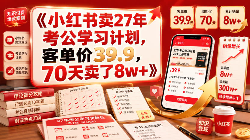 小红书卖27年考公学习计划，客单价39.9，70天卖了8w+！-星云网创