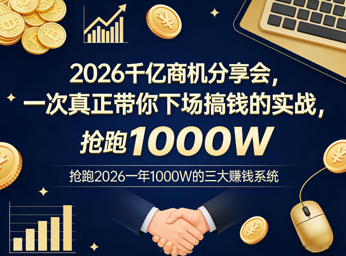 2026千亿商机分享会，一次真正带你下场搞钱的实战，抢跑2026一年1000W的三大賺钱系统-星云网创