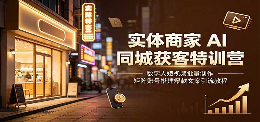 实体商家AI同城获客特训营：数字人短视频批量制作，矩阵账号搭建爆款文案引流教程-星云网创