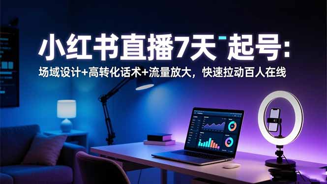 小红书直播7天起号：场域设计+高转化话术+流量放大，快速拉动百人在线-星云网创