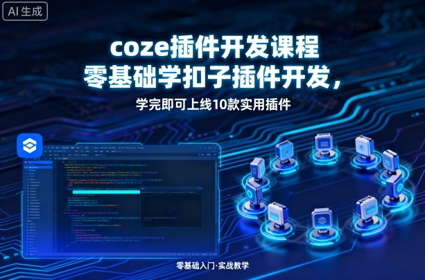 coze插件开发课程，零基础学扣子插件开发，学完即可上线10款实用插件-问题不大网创