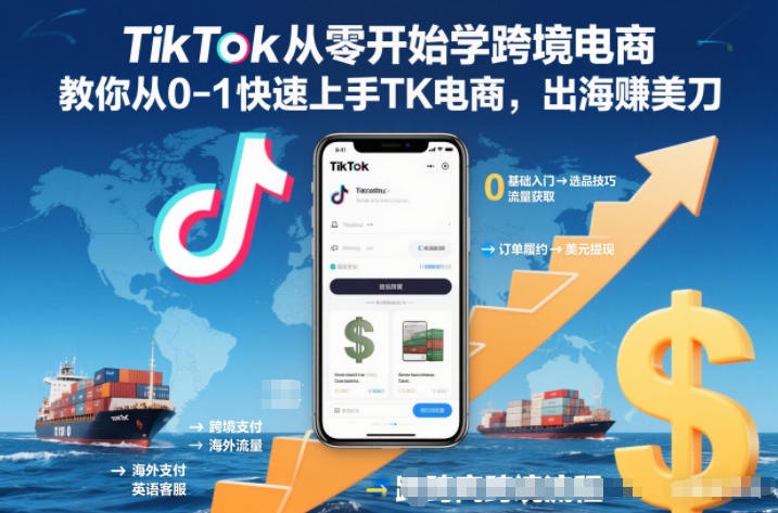 TikTok从零开始学跨境电商,教你从0-1快速上手TK电商,出海賺美刀-我要项目网