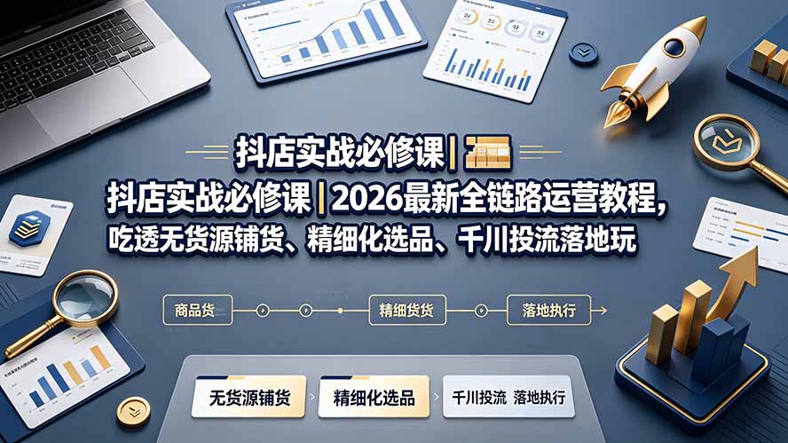 抖店实战必修课｜2026最新全链路运营教程，吃透无货源铺货、精细化选品、千川投流落地玩法-星云网创