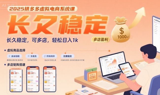 2025拼多多虚拟电商系统课，长久稳定，可多店，轻松日入1k-星云网创