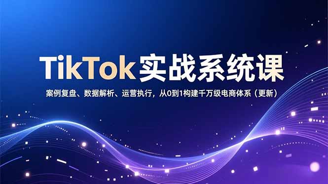 TikTok实战系统课，案例复盘、数据解析、运营执行，从0到1构建千万级电商体系(更新-星云网创