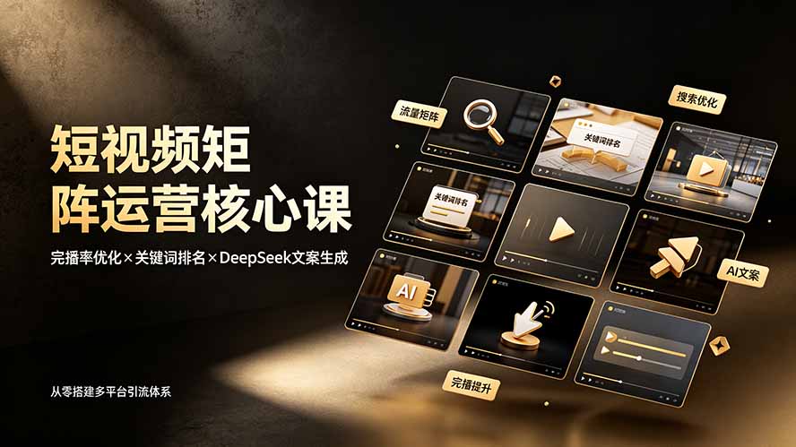 短视频矩阵运营核心课：完播率优化×关键词排名×DeepSeek文案生成，从零搭建多平台引流体系-星云网创