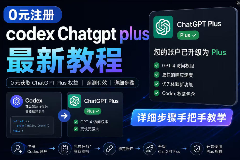 0元全自动注册codex gpt plus最新教程，0元获取GPT Plus权益，手把手详细教学-星云网创