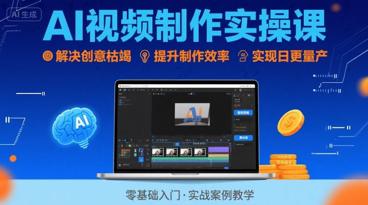 Ai视频制作实操课，解决创意枯竭、效率低下痛点，实现日更量产可持续变现-星云网创