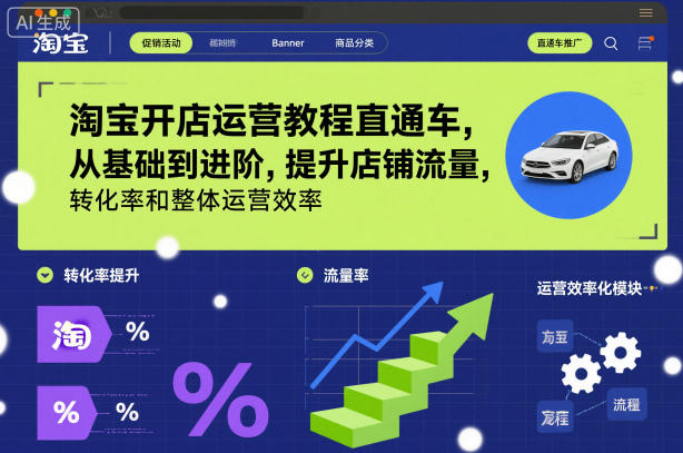 淘宝开店运营教程直通车，从基础到进阶，提升店铺流量，转化率和整体运营效率(更新26年4月20日)-星云网创