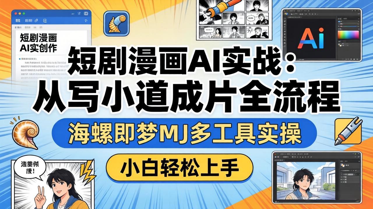 短剧漫画AI实战：从写小说到成片全流程，海螺即梦MJ多工具实操，小白轻松上手-星云网创