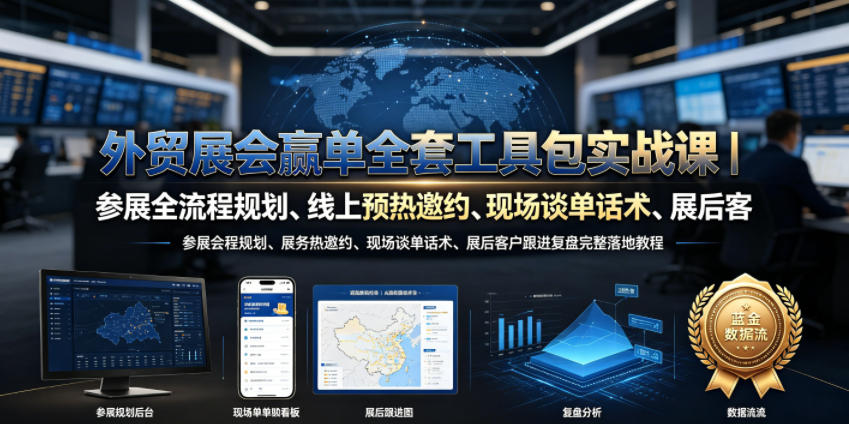 外贸展会赢单全套工具包实战课｜参展全流程规划、线上预热邀约、现场谈单话术、展后客户跟进复盘完整落地教程-星云网创