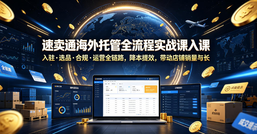 速卖通海外托管全流程实战课入驻・选品・合规・运营全链路，降本提效，带动店铺销量与收益增长-星云网创