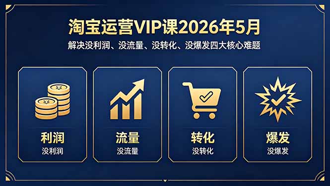 淘宝运营VIP课2026年5月：解决没利润、没流量、没转化、没爆发四大核心难题-星云网创