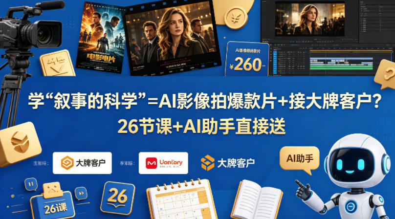 学《叙事的科学》=AI影像拍爆款片+接大牌客户？26节课+AI助手直接送【原创双语字幕】-星云网创