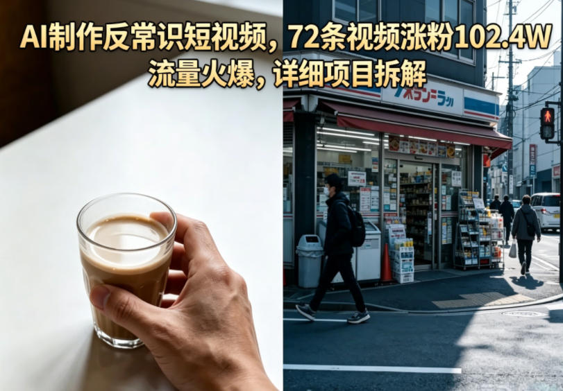 AI制作反常识短视频，72条视频涨粉102.4W，流量火爆，详细项目拆解-星云网创