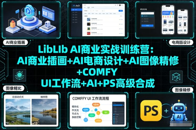 LibLIb AI商业实战训练营:AI商业插画+AI电商设计+AI图像精修+COMFY UI工作流+AI+PS高级合成-星云网创