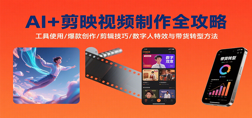 AI+剪映视频制作全攻略：工具使用/爆款创作/剪辑技巧/数字人特效与带货转型方法-星云网创