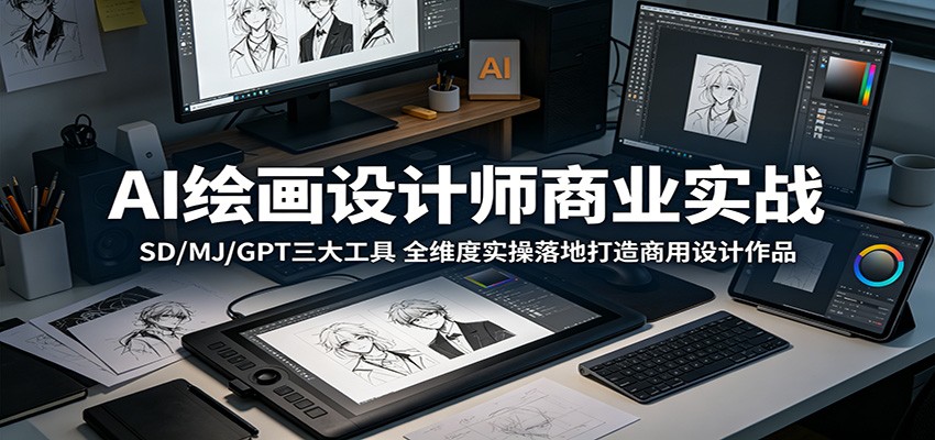 AI绘画设计师商业实战：SD/MJ/GPT三大工具，全维度实操落地打造商用设计作品-星云网创