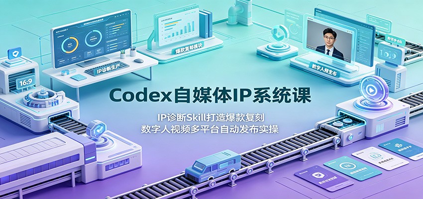 Codex自媒体IP系统课：IP诊断Skill打造爆款复刻，数字人视频多平台自动发布实操-星云网创