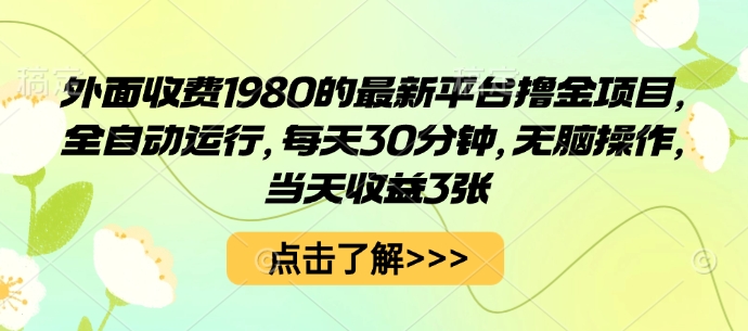 外面收费1980的最新平台撸金项目,全自动运行,每天30分钟,无脑操作,当天收益3张【揭秘】-星云网创