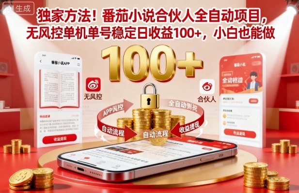 独家方法！番茄小说合伙人全自动挂G项目，无风控单机单号稳定日收益100+，小白也能做【揭秘】-星云网创