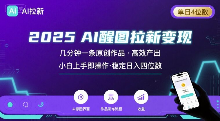 2025最强AI醒图拉新，几分钟一条原创作品，单日收入4位数，小白也能上手操作-星云网创