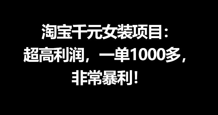 淘宝千元女装项目：超高利润，一单1000多，非常暴利-星云网创