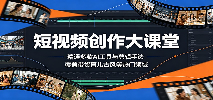 短视频创作大课堂：精通多款AI工具与剪辑手法，覆盖带货、育儿、古风等热门领域-星云网创