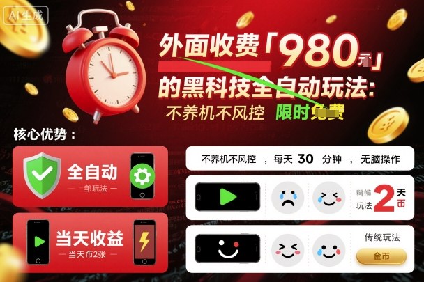 外面收费980的黑科技全自动玩法，不养机不风控，每天30分钟，无脑操作，当天收益2张【揭秘】-星云网创