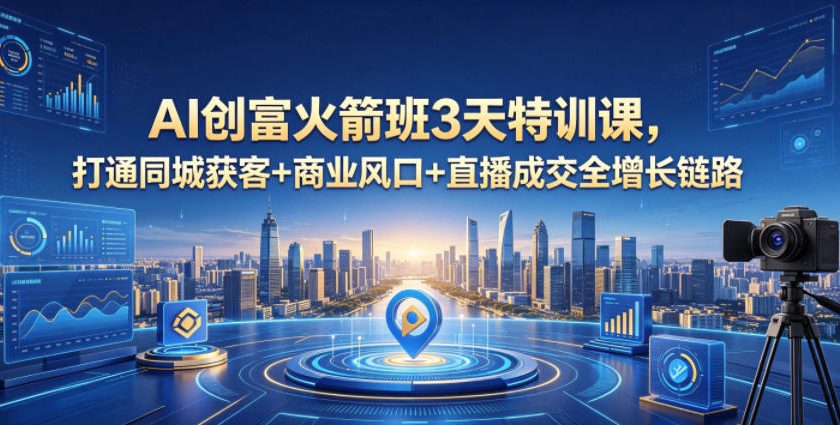 AI创富火箭班3天特训课，打通同城获客+商业风口+直播成交全增长链路，2026年4月新课-星云网创