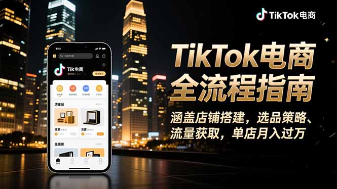 TikTok电商全流程指南，涵盖店铺搭建、选品策略、流量获取，单店月入过万-星云网创