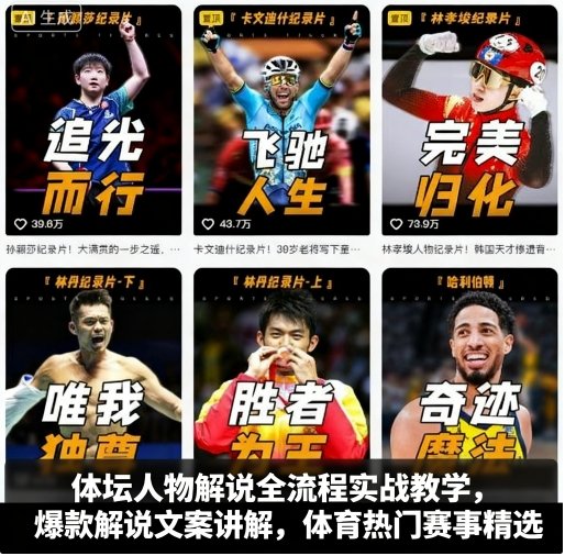 体坛人物解说全流程实战教学，爆款解说文案讲解，体育热门赛事精选-星云网创