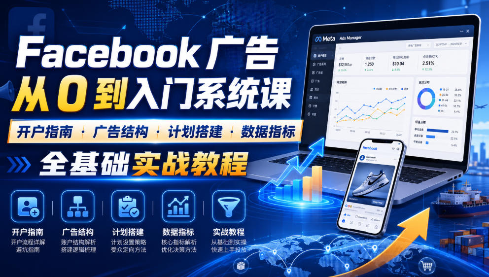 Facebook广告新手从0到入门系统课｜开户指南・广告结构・计划搭建・数据指标全基础实战教程-星云网创