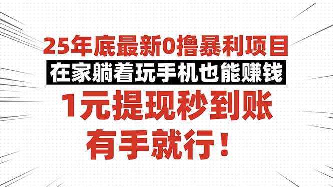 25年底最新0撸暴利项目，在家躺着玩手机也能赚钱，1元提现秒到账，有手…-星云网创