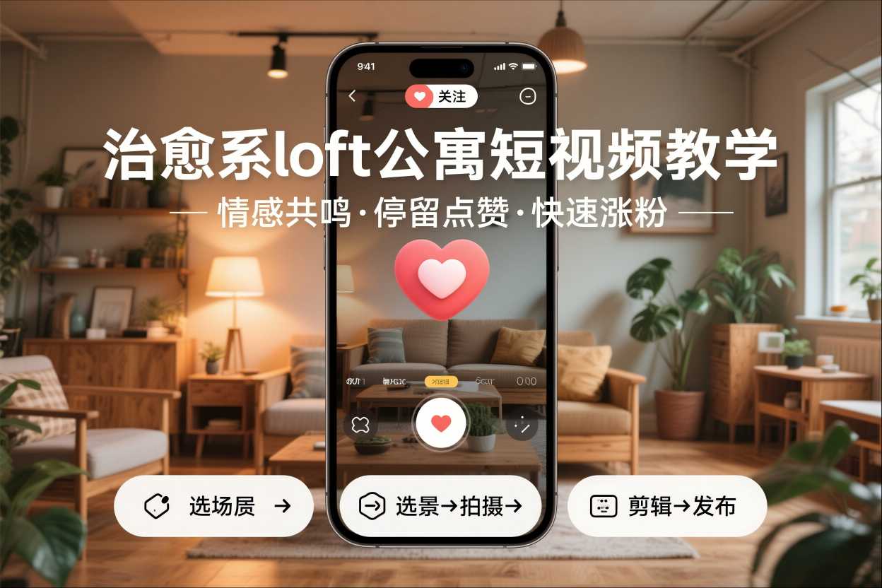 治愈系loft公寓短视频制作教学，情感共鸣引停留点赞关注，快速起号涨粉-星云网创