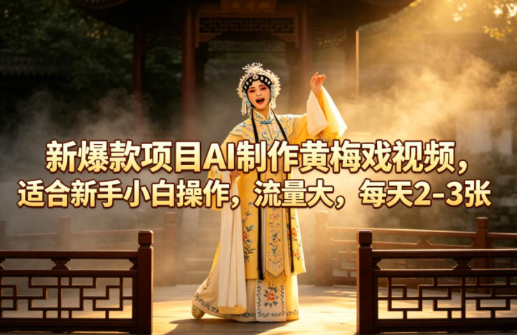 新爆款项目AI制作黄梅戏视频，适合新手小白操作，流量大，每天2-3张-星云网创
