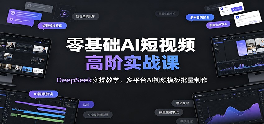 零基础AI短视频高阶实战课：DeepSeek实操教学，多平台AI视频模板批量制作-星云网创