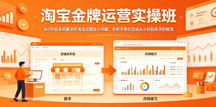 淘宝金牌运营实操班，从0开始系统解决你淘宝运营核心问题，手把手带你完成从小白到高手的蜕变-星云网创