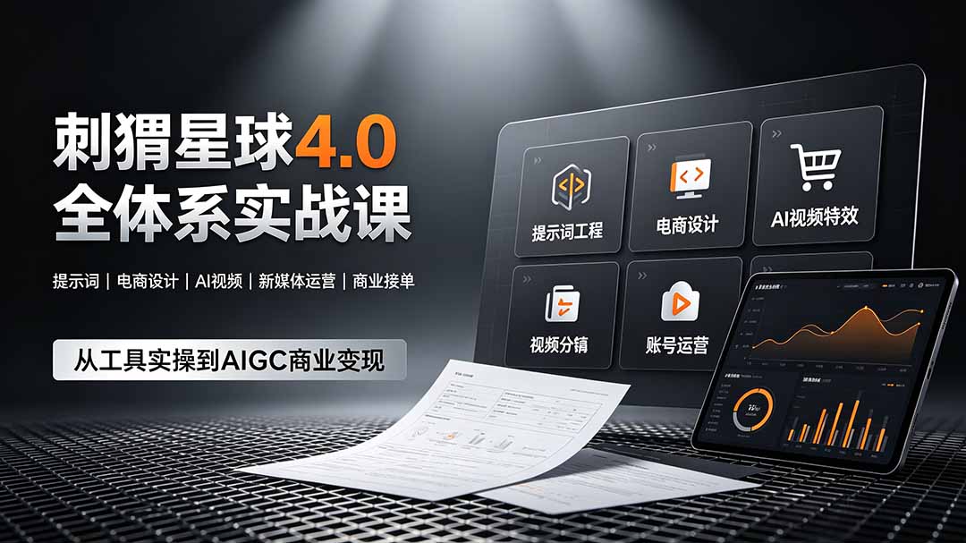 刺猬星球4.0全体系实战课，覆盖提示词工程、电商设计、AI视频特效与新媒体运营，一站式掌握AIGC商业核心技能-星云网创