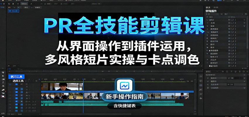 PR全技能剪辑课：从界面操作到插件运用，多风格短片实操与卡点调色-星云网创