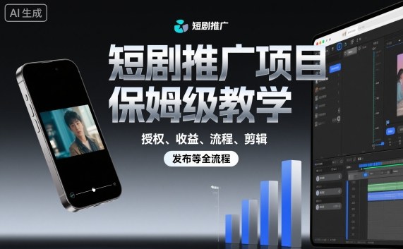 短剧推广项目保姆级教学，授权、收益、流程、剪辑，发布等全流程-星云网创