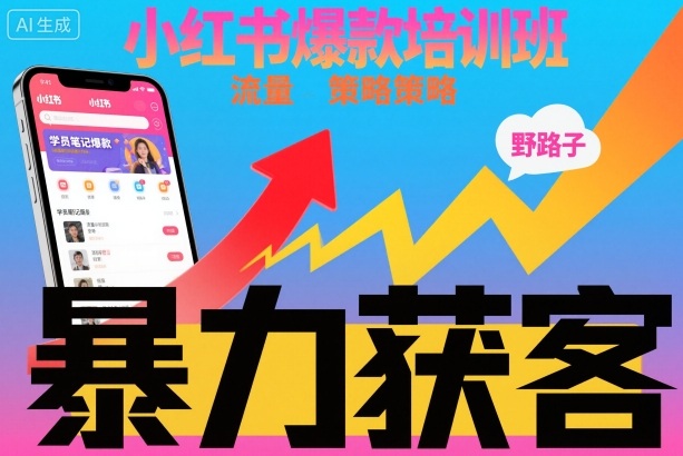 小红书爆款培训班，小红书获客野路子流量打法，暴力持续获客-星云网创